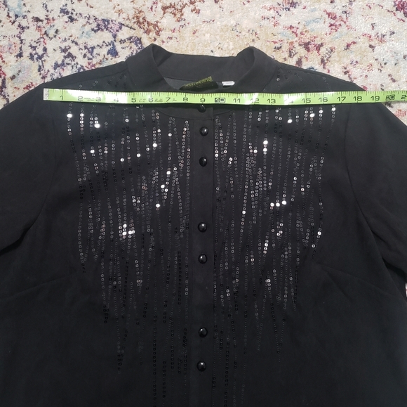 Vintage Bob Mackie Wearable Art Black Sequin Top Jacket Size 1X - Picture 9 of 12